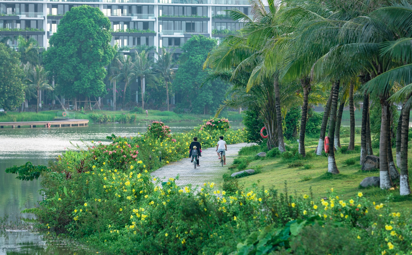Kh&ocirc;ng gian resort nhiều người mơ trong m&ugrave;a dịch Covid tại Ecopark.