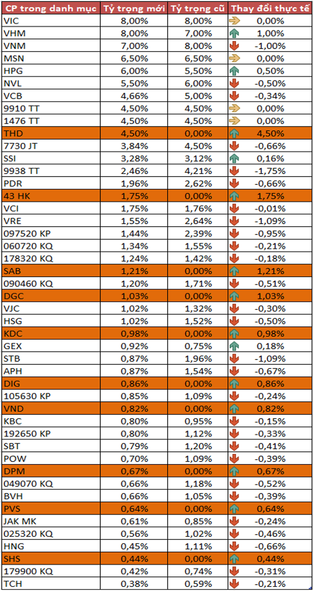 Dự kiến thay đổi cơ cấu danh mục kỳ qu&yacute; 3/2021 của V.N.M ETF