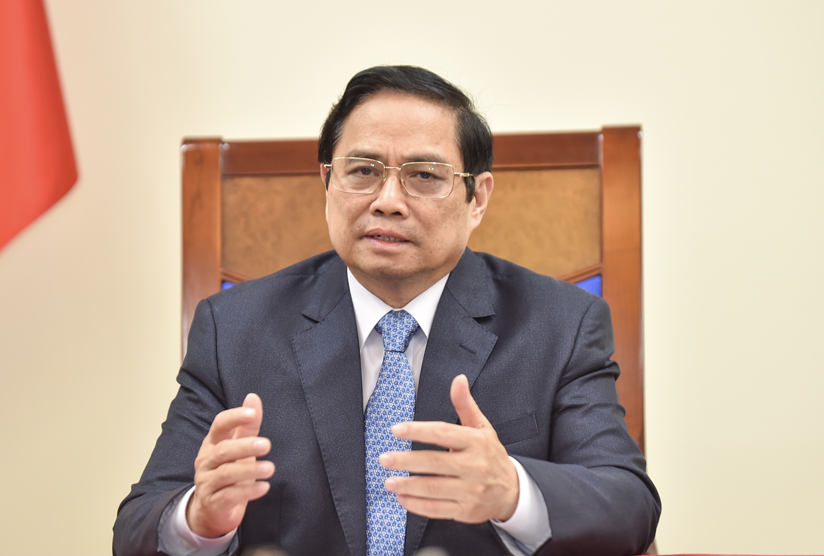 Thủ tướng Phạm Minh Chinh tại cuộc điện đ&agrave;m - Ảnh: Bộ Ngoại giao