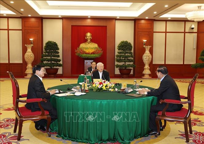 Pg88vn.top Casino online, Thể thao, Xổ số, Bắn cá, Đá gà, Nổ hũ Nguyễn Phú Trọng, Pg88vn.top Casino online, Thể thao, Xổ số, Bắn cá, Đá gà, Nổ hũ Lào Thongloun Sisoulith và Chủ tịch nước Campuchia Hun Sen tại cuộc gặp - Ảnh: TTXVN
