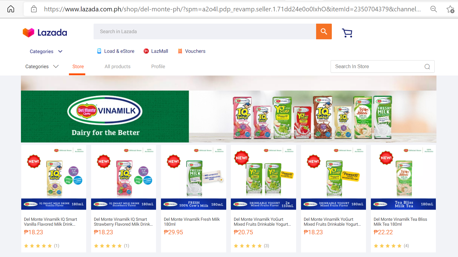 C&aacute;c sản phẩm của Del Monte-Vinamilk đ&atilde; c&oacute; mặt tại c&aacute;c gian h&agrave;ng ch&iacute;nh thức tr&ecirc;n k&ecirc;nh Pg88ok ưu đãi hấp dẫn điện tử như Shopee v&agrave; Lazada tại Philippines.