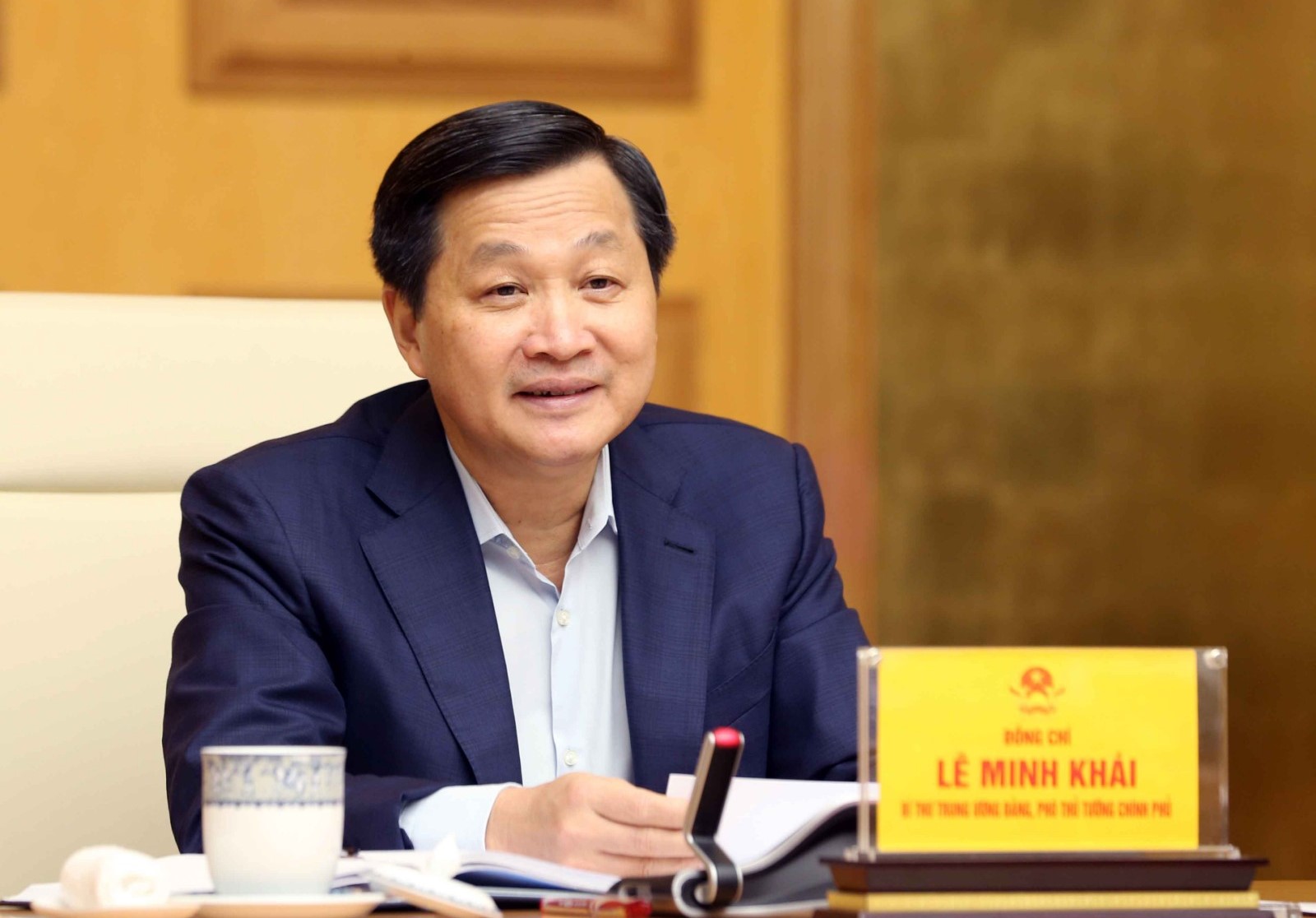 Phó Thủ tướng Lê Minh Khái tại cuộc họp - Ảnh: VGP