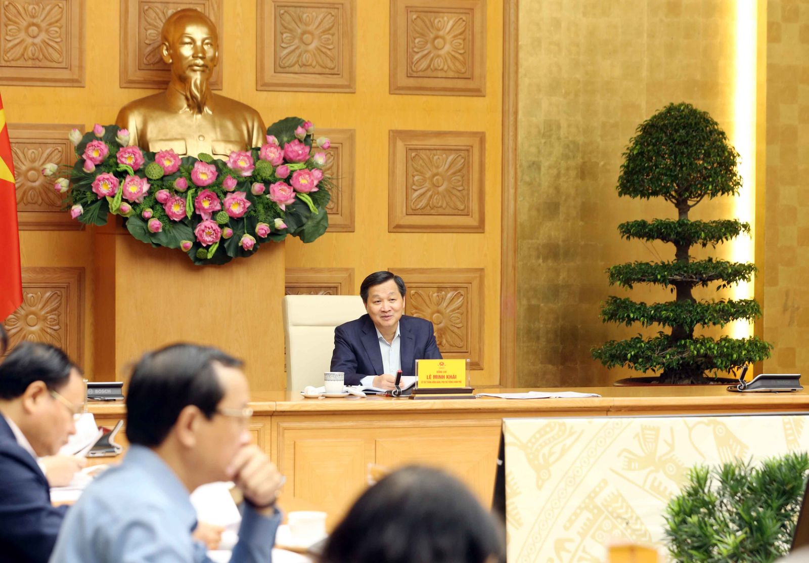 Ph&oacute; Thủ tướng L&ecirc; Minh Kh&aacute;i ph&aacute;t biểu tại cuộc họp - Ảnh: VGP