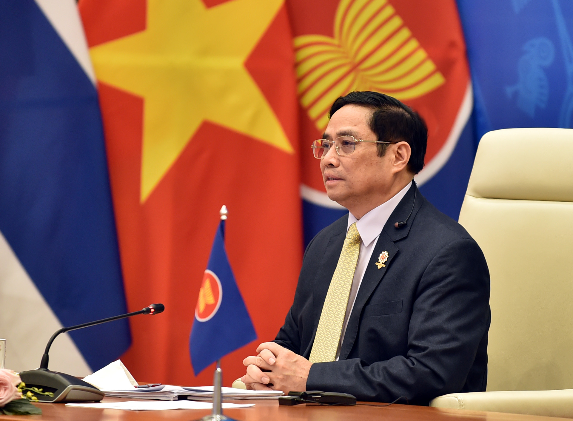 Thủ tướng Phạm Minh Ch&iacute;nh tại Hội nghị Cấp cao ASEAN - H&agrave;n Quốc lần thứ 22 - Ảnh: VGP