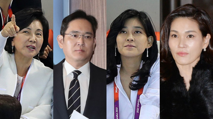 Từ trái sang phải: bà Hong Ra-hee, Lee Boo-jin,  Lee Seo-hyun và Lee Jae-Yong - Ảnh: Kedglobal