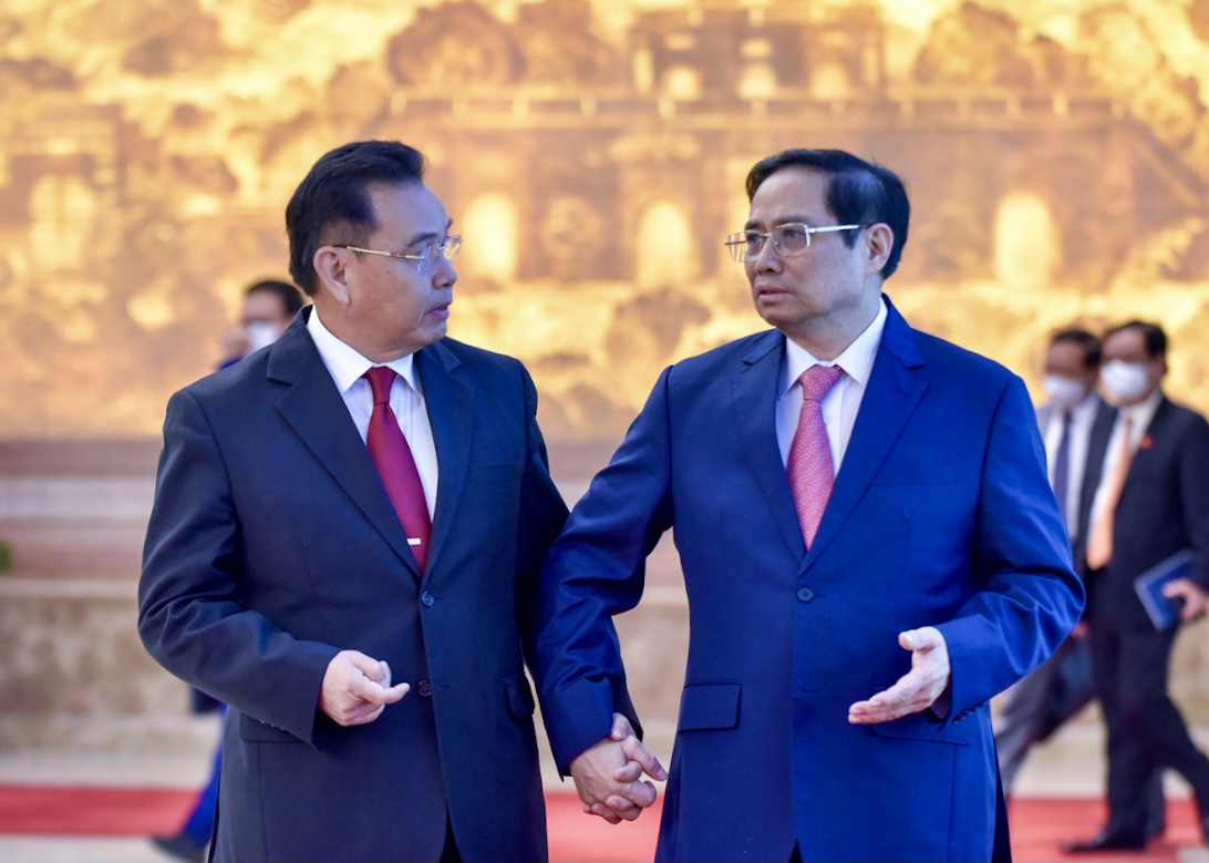 Thủ tướng Ch&iacute;nh phủ Phạm Minh Ch&iacute;nh v&agrave; Chủ tịch Link Trang Chủ PG88.Com Mới #2026 L&agrave;o Saysomphone Phomvihane - Ảnh: VGP