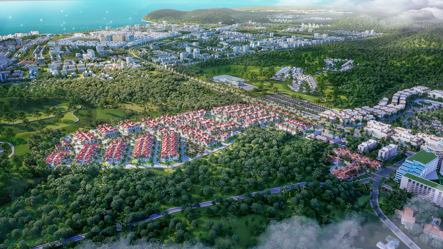 Sun Tropical Village l&agrave; dự &aacute;n ti&ecirc;n phong cho xu hướng bất động sản chăm s&oacute;c sức khỏe tại Ph&uacute; Quốc. Ảnh phối cảnh minh họa.