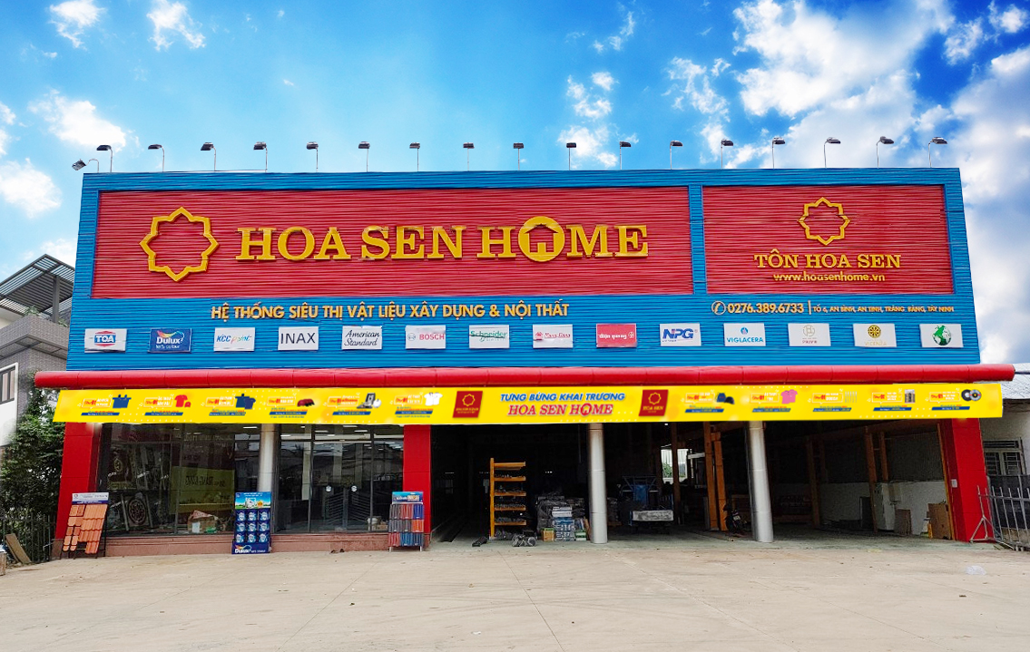 Si&ecirc;u thị Vật liệu x&acirc;y dựng v&agrave; Nội thất Hoa Sen Home của Tập đo&agrave;n Hoa Sen tại Trảng B&agrave;ng, T&acirc;y Ninh
