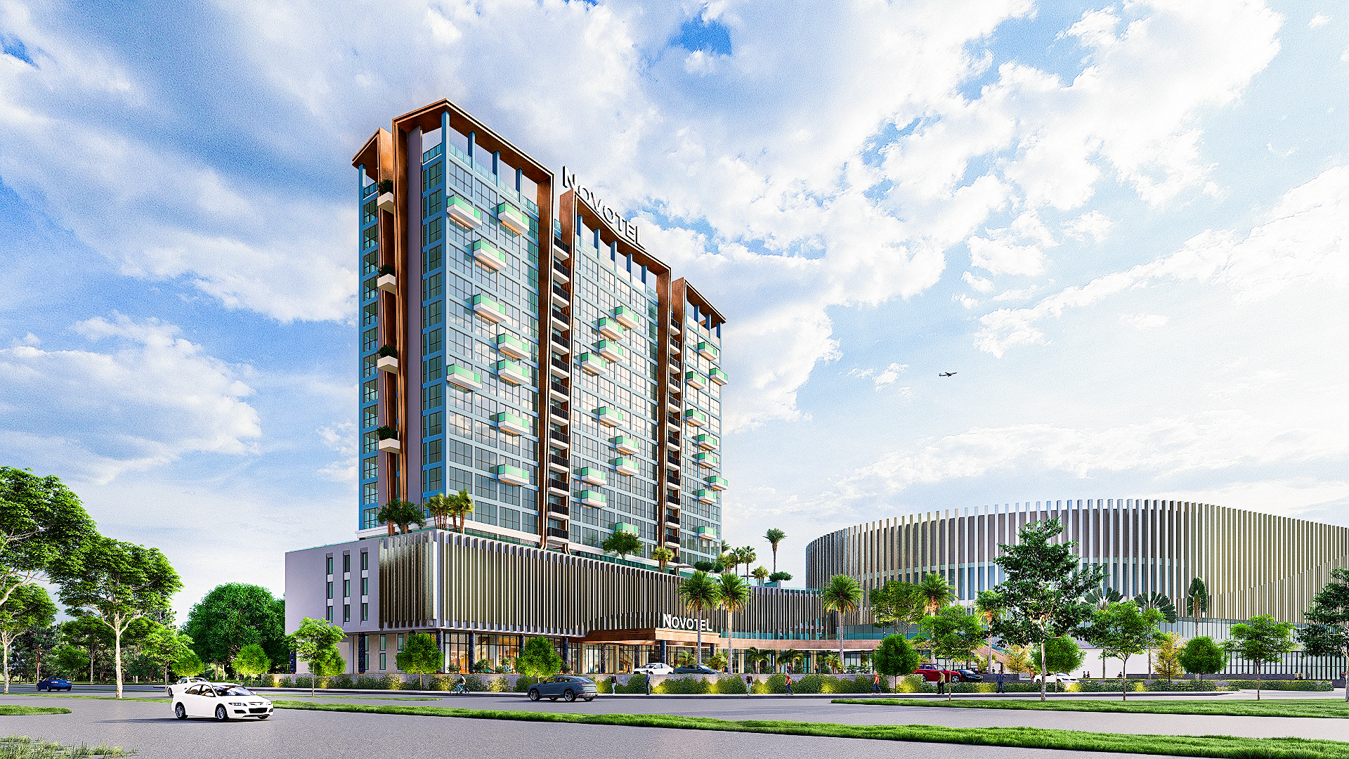 Kh&aacute;ch sạn Novotel ti&ecirc;u chuẩn 4 sao thuộc cụm tổ hợp Trung t&acirc;m phức hợp giải tr&iacute; đa năng trong nh&agrave; Aqua Arena & Hotel tại Aqua City.