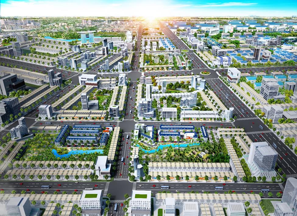 Phối cảnh khu đô thị 5F Capella bao quanh bởi các khu PG88 Trang chủ nhà cái top 1 lớn và bốn tuyến đường huyết mạch gồm đại lộ Uyên Hưng - Thủ Dầu Một, đại lộ Nam Tân Uyên, Vành đai 4 và ĐT 742.