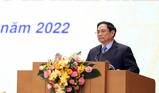 Thủ tướng Chính phủ Phạm Minh Chính phát biểu tại Hội nghị triển khai công tác y tế năm 2022. Ảnh - VGP. 