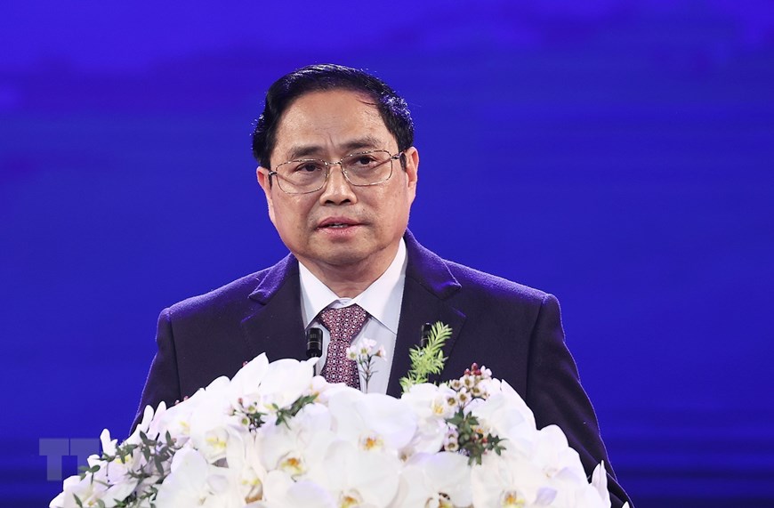 Thủ tướng Phạm Minh Chính phát biểu tại lễ trao giải thưởng Vinfuture lần thứ nhất - Ảnh: TTXVN