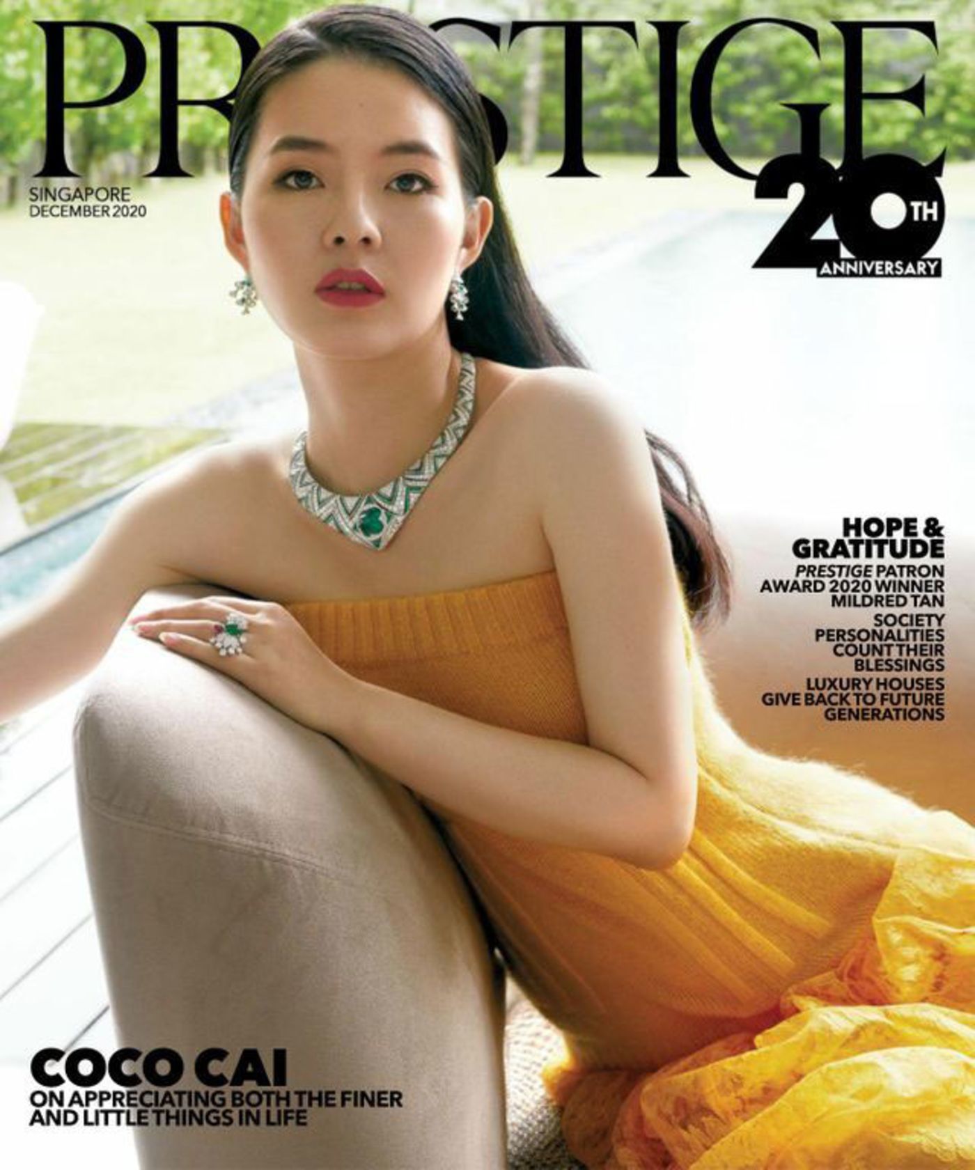 Coco Cai, vợ của Ng Yu Zhi, trong một lần xuất hiện tr&ecirc;n b&igrave;a tạp ch&iacute; Prestige.