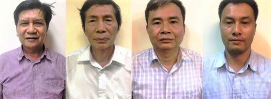 C&aacute;c bị can:&nbsp;Trần Ngọc H&agrave;, L&acirc;m Ch&iacute; Quang, Vũ Từ C&ocirc;ng, Nguyễn Mạnh Chung. Ảnh: Bộ C&ocirc;ng an