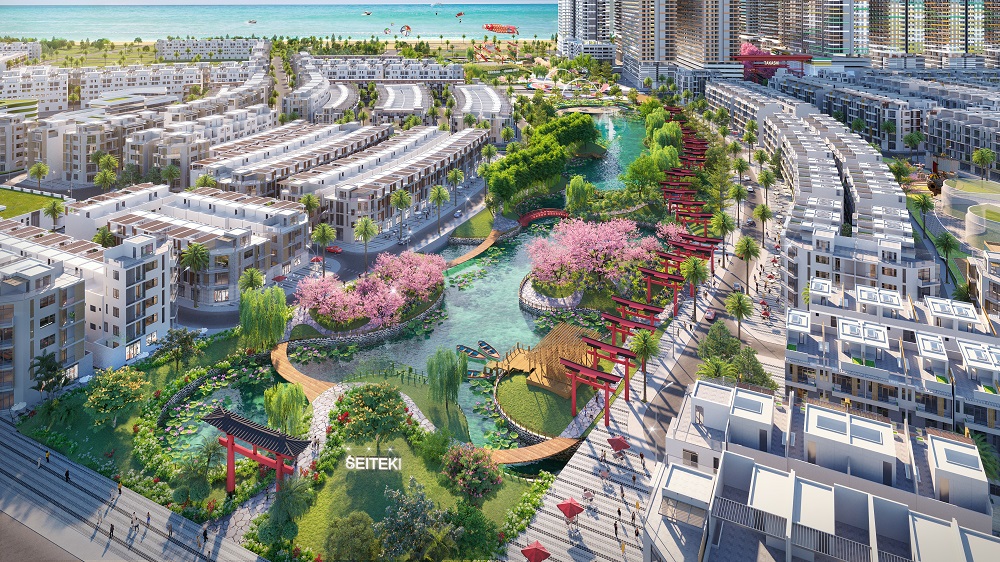 Kh&ocirc;ng gian sống nhiều mảng xanh v&agrave; tiện &iacute;ch trong l&ograve;ng Khu đ&ocirc; thị Nhơn Hội New City.