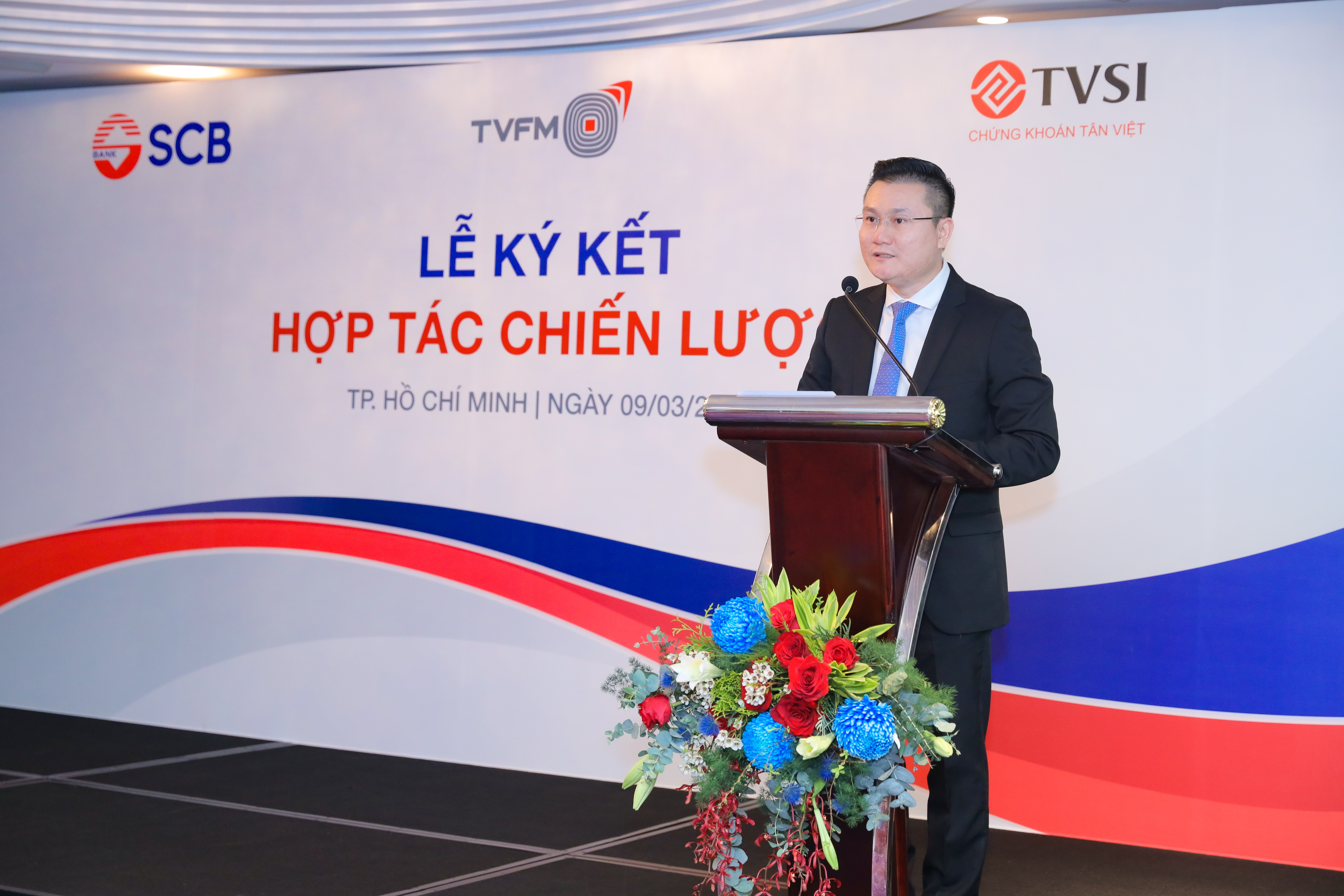 &Ocirc;ng Nguyễn Cửu T&iacute;nh - Ph&oacute; Tổng gi&aacute;m đốc SCB ph&aacute;t biểu tại sự kiện.