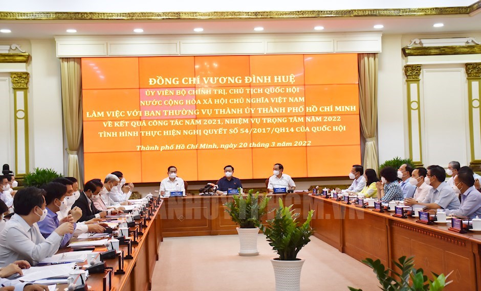 Chủ tịch Link Trang Chủ PG88.Com Mới #2026 Vương Đ&igrave;nh Huệ l&agrave;m việc với Ban Thường vụ Th&agrave;nh uỷ TP.HCM chiều ng&agrave;y 20/3/2022 - Ảnh: HCMC.