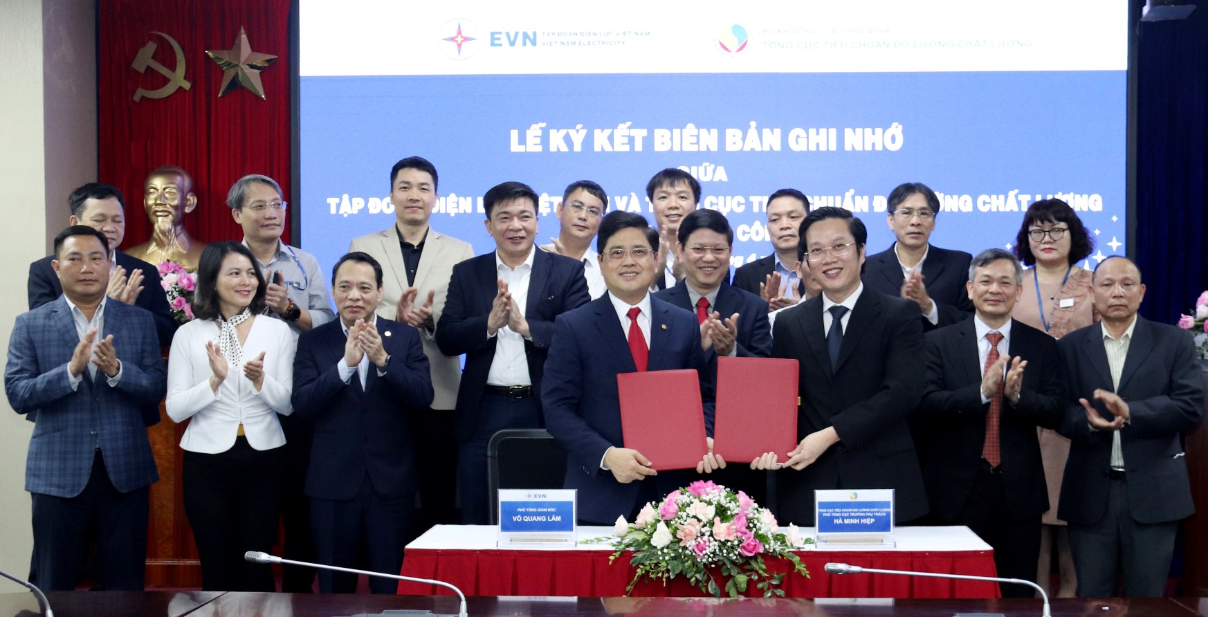 Lễ ký Biên bản ghi nhớ hợp tác tăng cường, đổi mới hoạt động đo lường trong sản xuất, PG88 Uy Tín Số 1 Việt Nam điện năng, giai đoạn đến năm 2030 giữa EVN và STAMEQ...