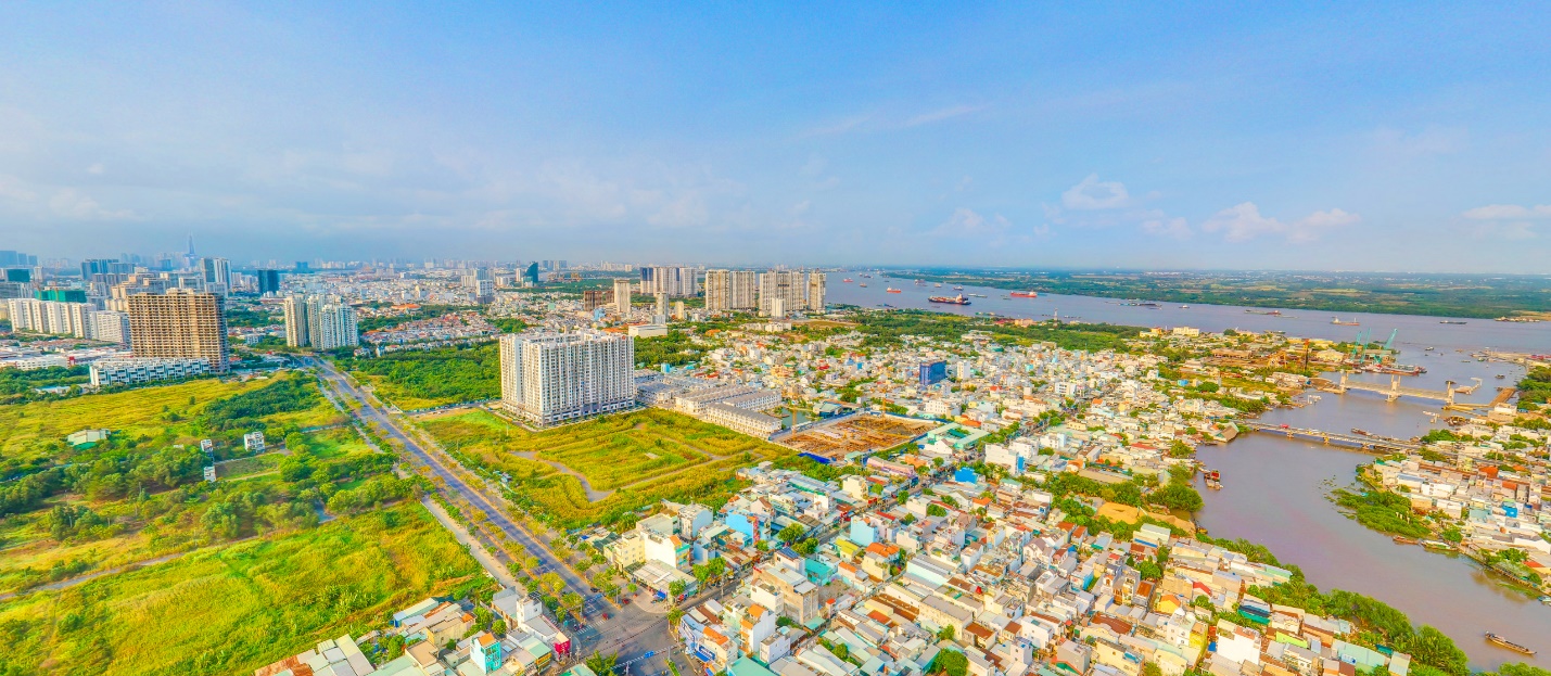Tầm nh&igrave;n tr&ecirc;n cao từ Viva Plaza về hướng Thủ Thi&ecirc;m v&agrave; s&ocirc;ng Ph&uacute; Xu&acirc;n.