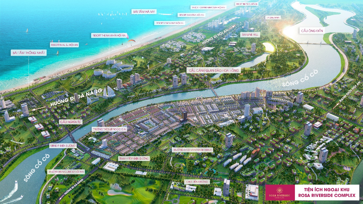 Tiện &iacute;ch xung quanh Khu biệt thự Rosa Luxury Villas, Điện Dương, Điện B&agrave;n, Quảng Nam.