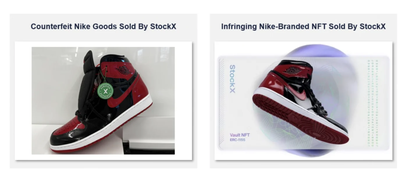 &nbsp; ...v&agrave; h&igrave;nh ảnh so s&aacute;nh giữa sản phẩm gi&agrave;y thật - gi&agrave;y NFT đều được b&aacute;n tr&ecirc;n StockX.
