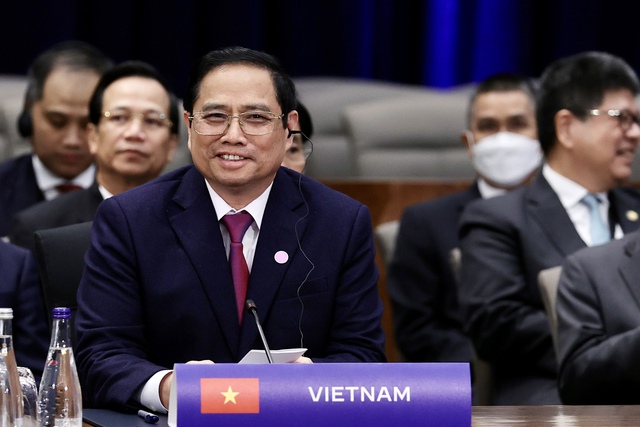 Thủ tướng Chính phủ Phạm Minh Chính tại Hội nghị Cấp cao Đặc biệt ASEAN-Hoa Kỳ chiều 13/5. Ảnh - VGP. 