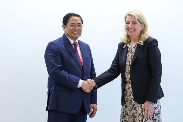 Thủ tướng tiếp Gi&aacute;m đốc điều h&agrave;nh Quỹ Nhi đồng LHQ (UNICEF) Catherine RusselCh&iacute;nh. Ảnh - VGP.&nbsp;