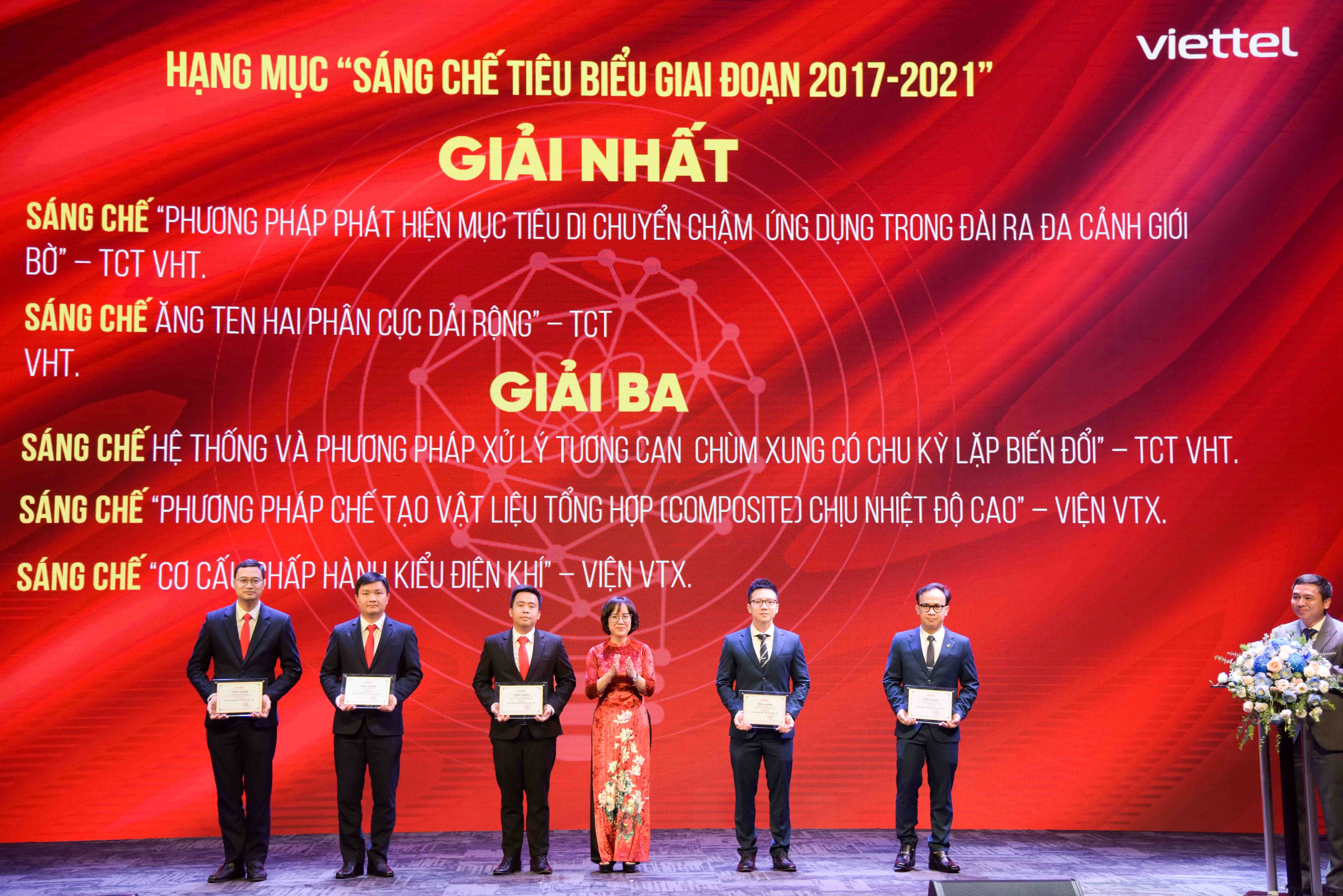 Tại sự kiện, Viettel đ&atilde; t&ocirc;n vinh, khen thưởng những c&aacute;c s&aacute;ng kiến xuất sắc v&agrave; s&aacute;ng chế ti&ecirc;u biểu của Tập đo&agrave;n giai đoạn 2017 - 2021.&nbsp;
