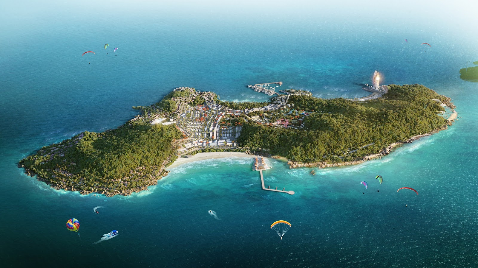 Si&ecirc;u tổ hợp giải tr&iacute; - nghỉ dưỡng - Pg88vn Trang Chủ Chính Thức Hon Thom Paradise Island. Ảnh phối cảnh minh họa.