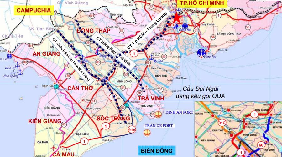Vị tr&iacute; dự &aacute;n cảng biển Trần Đề tr&ecirc;n bản đồ.