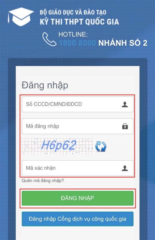 &nbsp;Ảnh chụp m&agrave;n h&igrave;nh website https://thisinh.thithptquocgia.edu.vn.