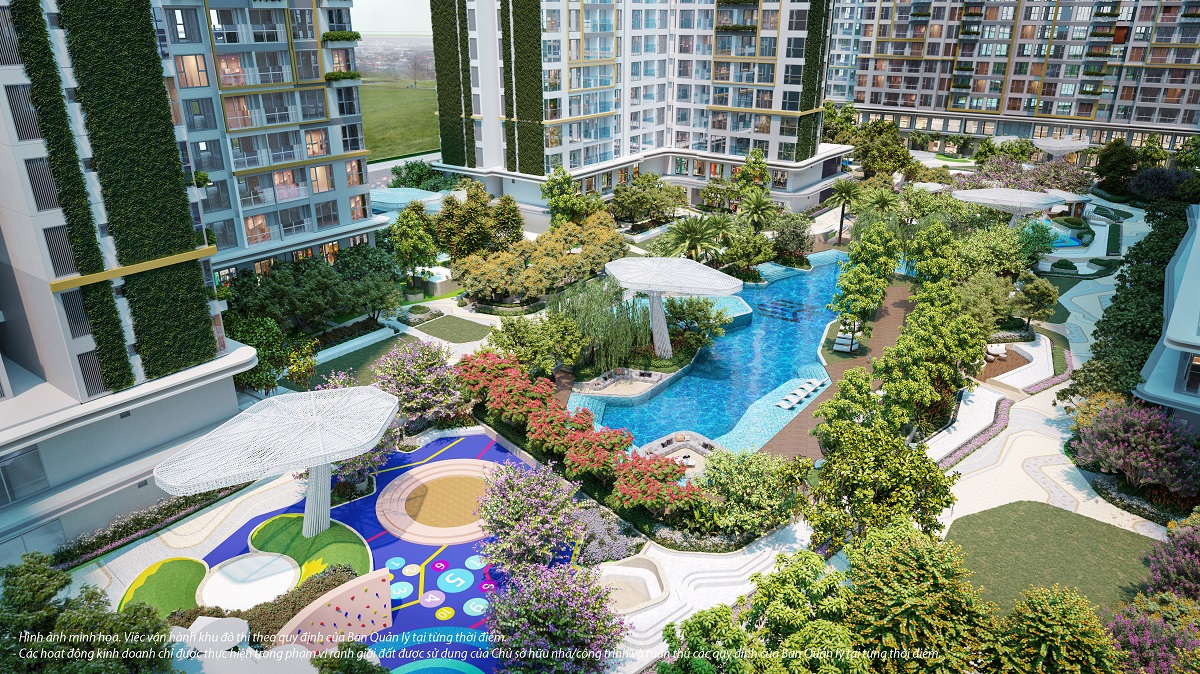Cảnh quan xanh đậm chất nghỉ dưỡng tại Lumi&egrave;re Boulevard.
