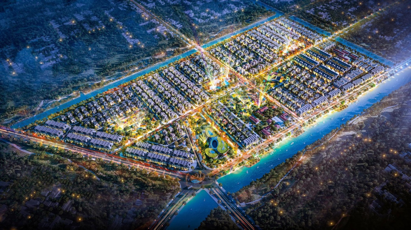 Phối cảnh về đ&ecirc;m tại The Venice City, th&agrave;nh phố Vị Thanh.