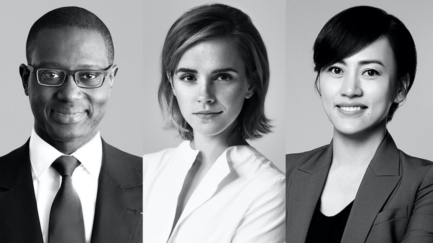 Kering c&ocirc;ng bố h&igrave;nh ảnh th&agrave;nh phần ban gi&aacute;m đốc hồi năm 2020, bao gồm Tidjane Thiam, Emma Watson v&agrave; Didi Chuxing (từ tr&aacute;i qua).
