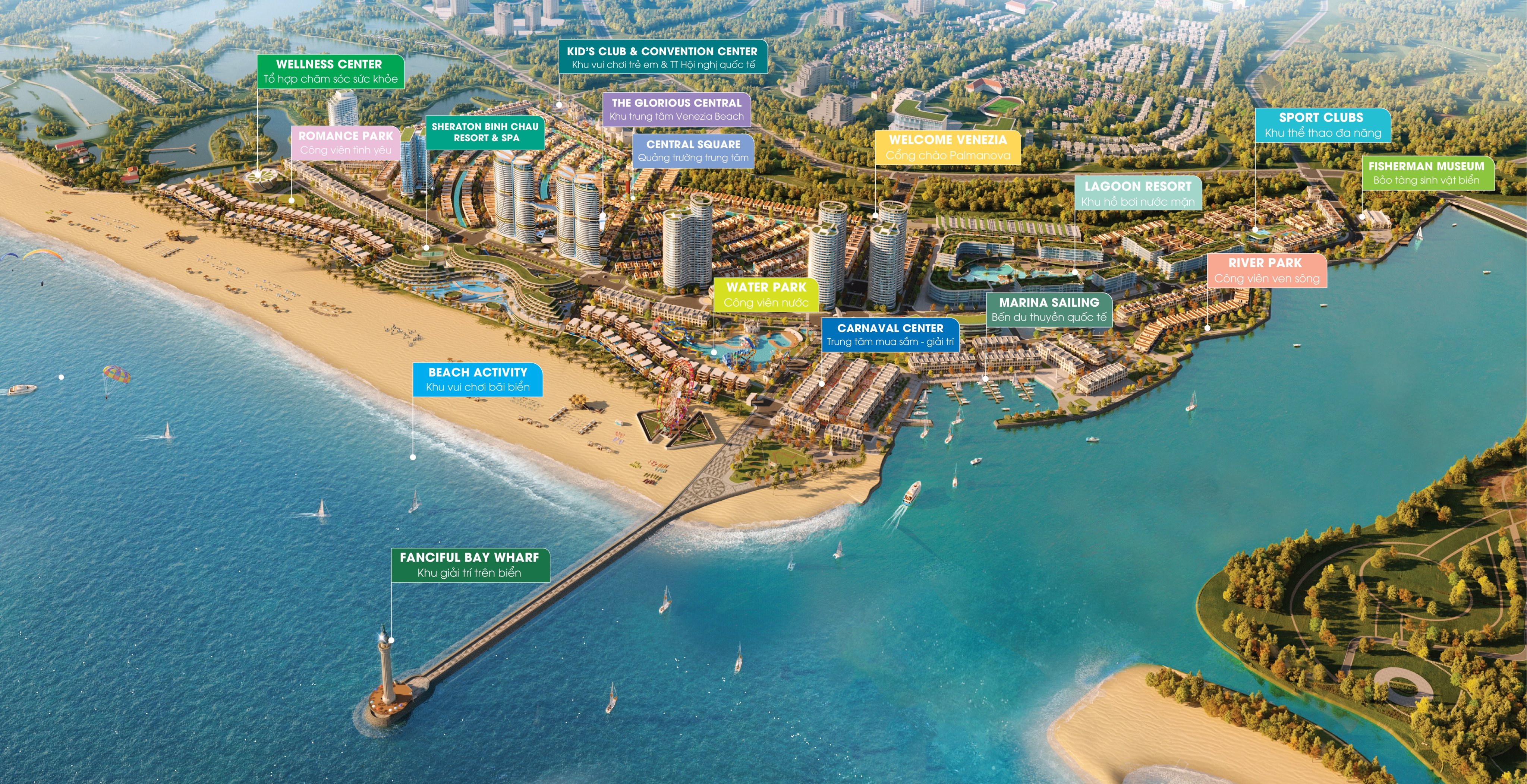 Hometel được thừa hưởng trọn vẹn hệ gi&aacute; trị của Homeresort Venezia Beach với 16 cụm tiện &iacute;ch all-in-one.
