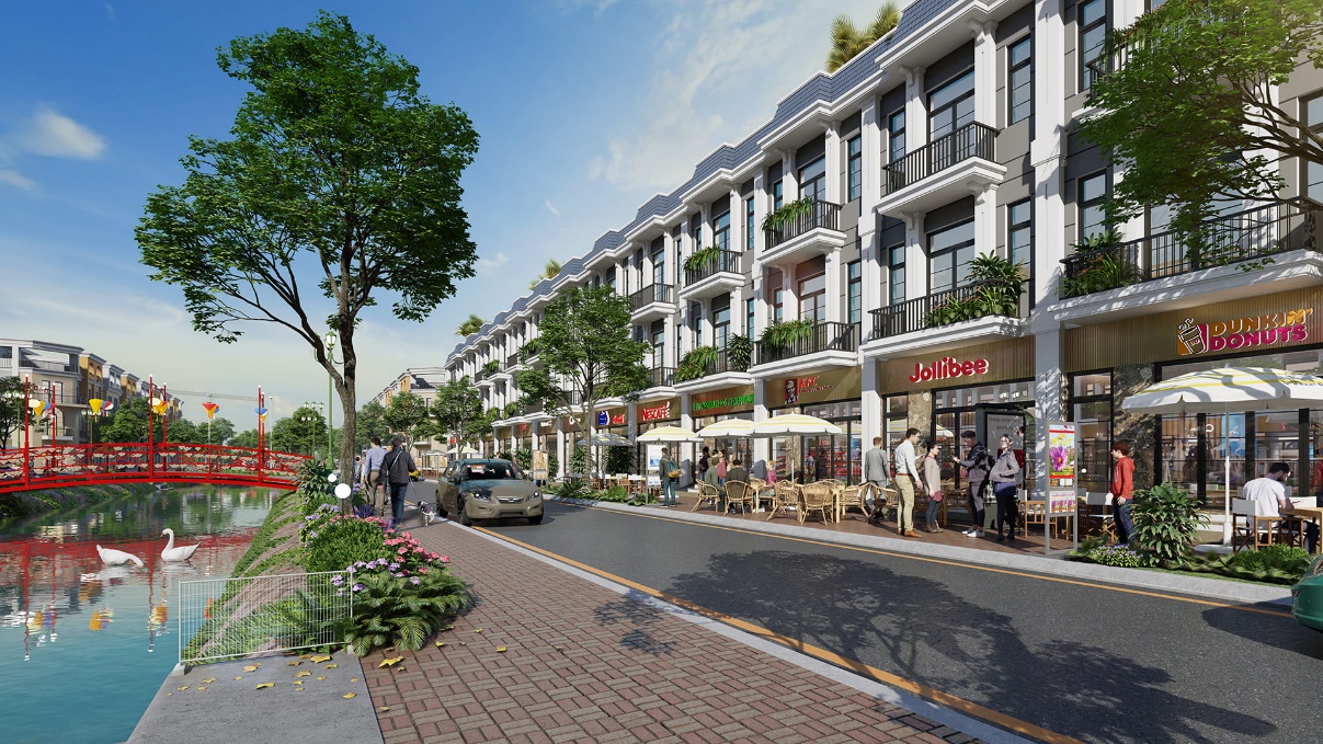 Shophouse The Diamond City tọa lạc tại trục đường xuy&ecirc;n t&acirc;m rộng 34m.