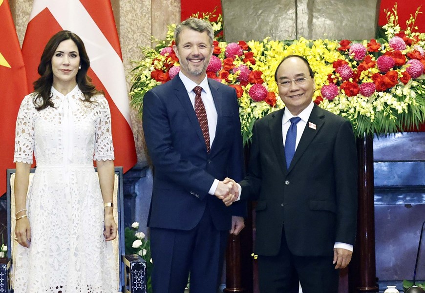Chủ tịch nước Nguyễn Xuân Phúc tiếp Thái tử kế vị Đan mạch Frederik và Công nương phu nhân Mary Elizabeth - Ảnh: TTXVN
