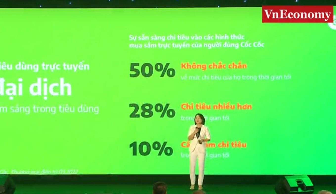 Đại diện C&ocirc;ng ty TNHH Cốc Cốc tr&igrave;nh b&agrave;y B&aacute;o c&aacute;o &ldquo;Xu hướng số của người d&ugrave;ng tr&ecirc;n kh&ocirc;ng gian mạng