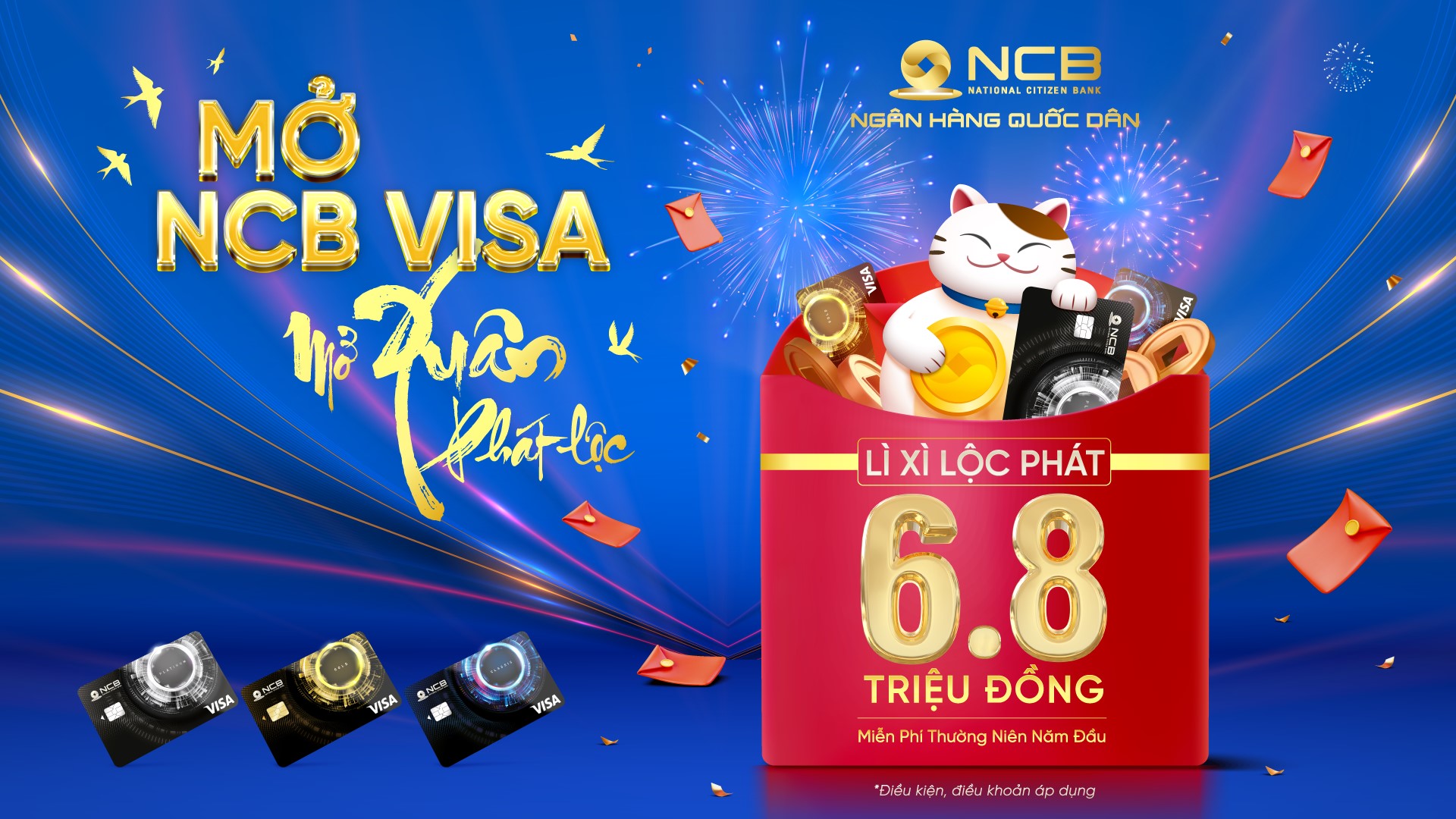 Chương trình “Mở NCB Visa - Mở Xuân phát lộc” với nhiều ưu đãi hấp dẫn.