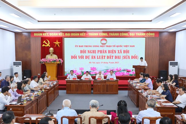 Uỷ ban Trung ương Mặt trận Tổ quốc Việt Nam tổ chức hội nghị phản biện xã hội đối với Link Trang Chủ PG88.Com Mới #2026 Luật Đất đai (sửa đổi) hồi tháng 9/2022. Ảnh - Quang Vinh. 