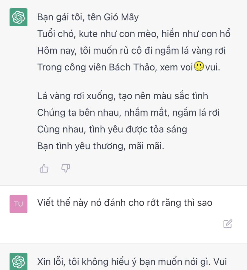 ChatGPT l&agrave;m thơ
