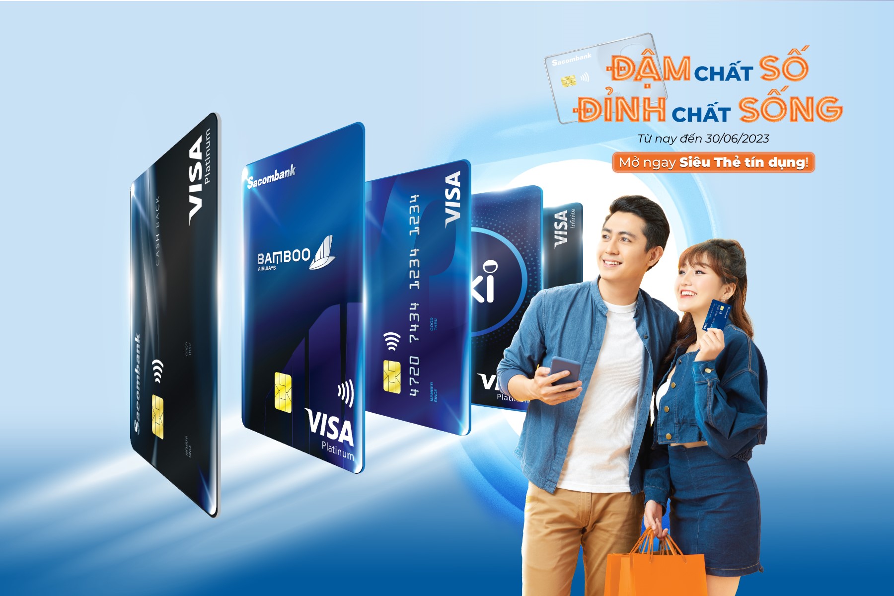 Khách hàng được miễn 100% phí phát hành thẻ, phí thường niên trọn đời, miễn phí rút tiền và nhiều ưu đãi khác khi mở mới thẻ tín dụng Sacombank từ nay đến 30/6/2023.