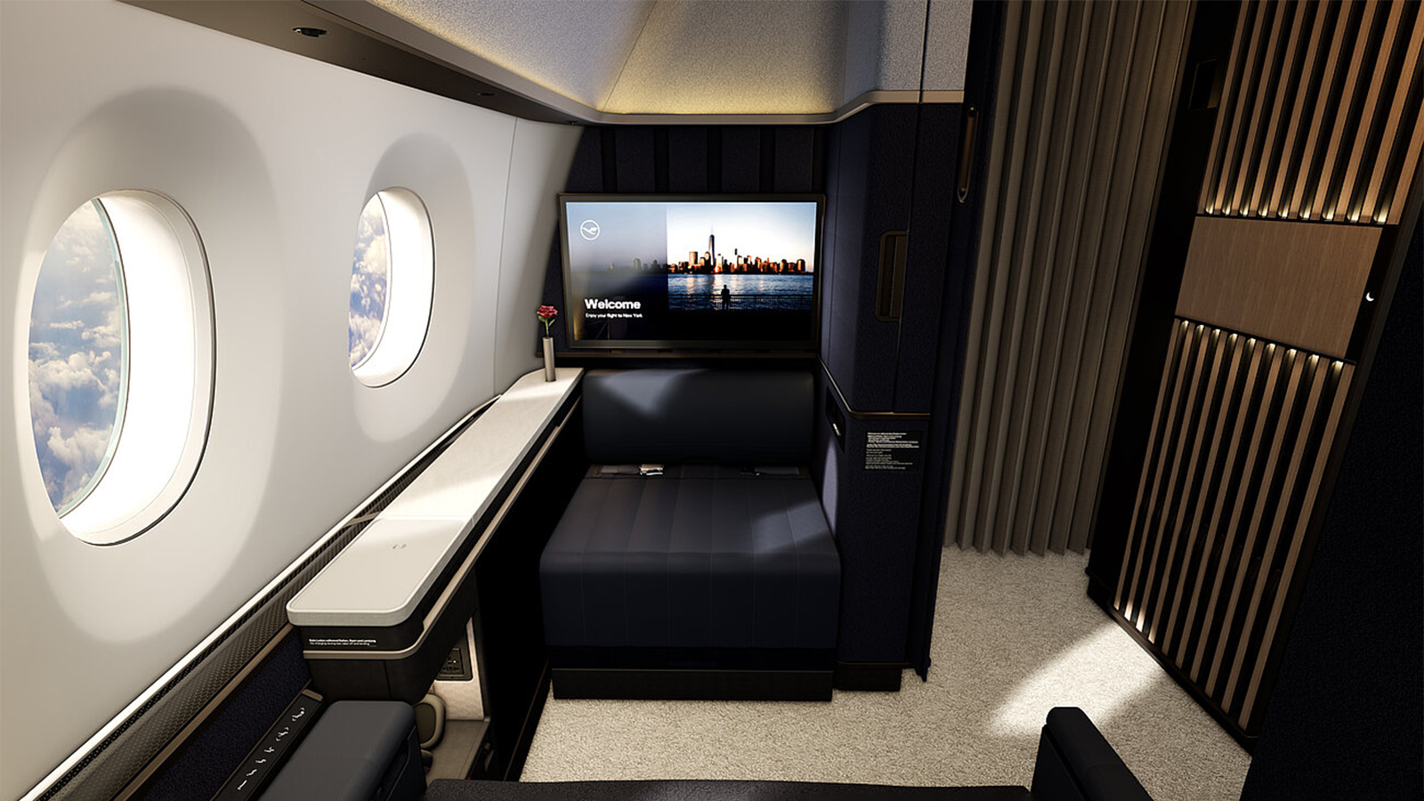 Những chiếc Boeing 787 v&agrave; Airbus A350 mới nhất của Lufthansa sẽ c&oacute; hai d&atilde;y ph&ograve;ng đơn ở khoang hạng nhất.