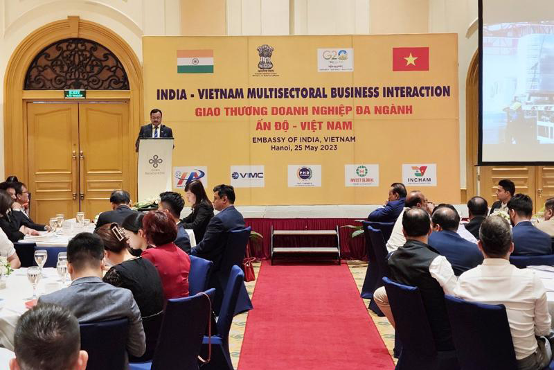 Toàn cảnh hội thảo Giao thương 6Pg88.con độc quyền mỗi ngày đa ngành Ấn Độ - Việt Nam diễn ra trong khuôn khổ chuyến thăm của 6Pg88.con độc quyền mỗi ngày Ấn Độ tới Việt Nam.