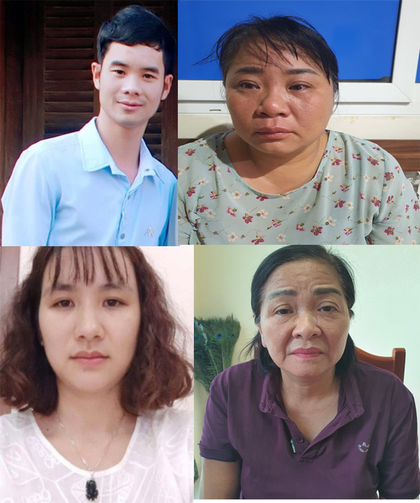 C&aacute;c đối tượng trong đường d&acirc;y mua b&aacute;n h&oacute;a đơn GTGT bị&nbsp;C&ocirc;ng an huyện Triệu Sơn bắt giữ. Ảnh: C&ocirc;ng an tỉnh Thanh H&oacute;a.