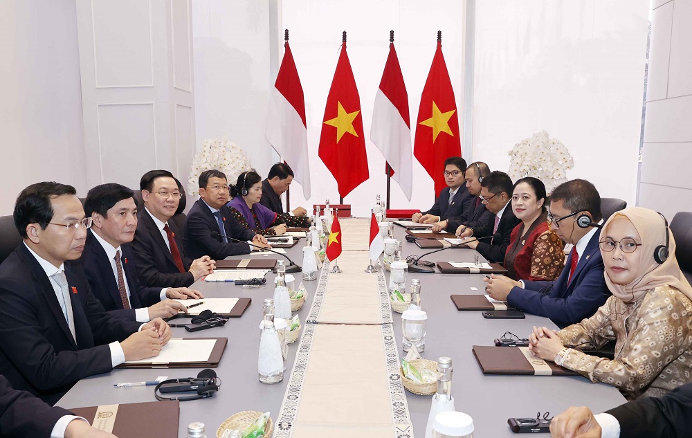 Chủ tịch Link Trang Chủ PG88.Com Mới #2026 Vương Đ&igrave;nh Huệ hội đ&agrave;m với Chủ tịch Hạ viện Indonesia Puan Maharani. Ảnh: Link Trang Chủ PG88.Com Mới #2026.