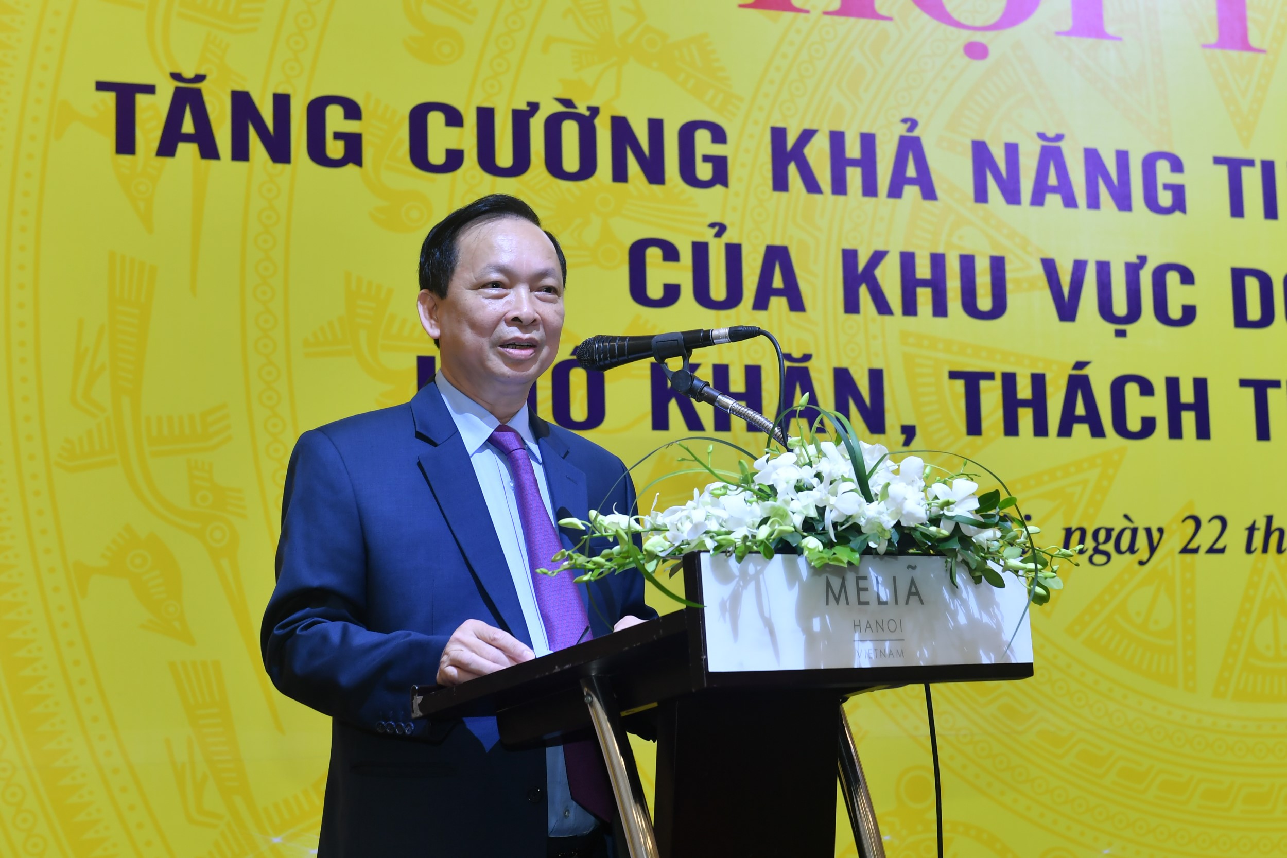 &Ocirc;ng Đ&agrave;o Minh T&uacute;, Ph&oacute; Thống đốc Ng&acirc;n h&agrave;ng Nh&agrave; nước, ph&aacute;t biểu tại hội thảo ng&agrave;y 22/8.