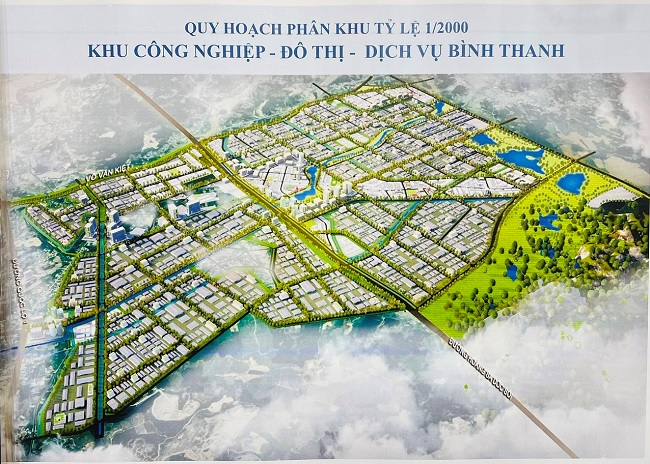 Tổng thể Quy hoạch ph&acirc;n khu x&acirc;y dựng tỷ lệ 1/2000 Khu c&ocirc;ng nghiệp, đ&ocirc; thị, dịch vụ B&igrave;nh Thanh.
