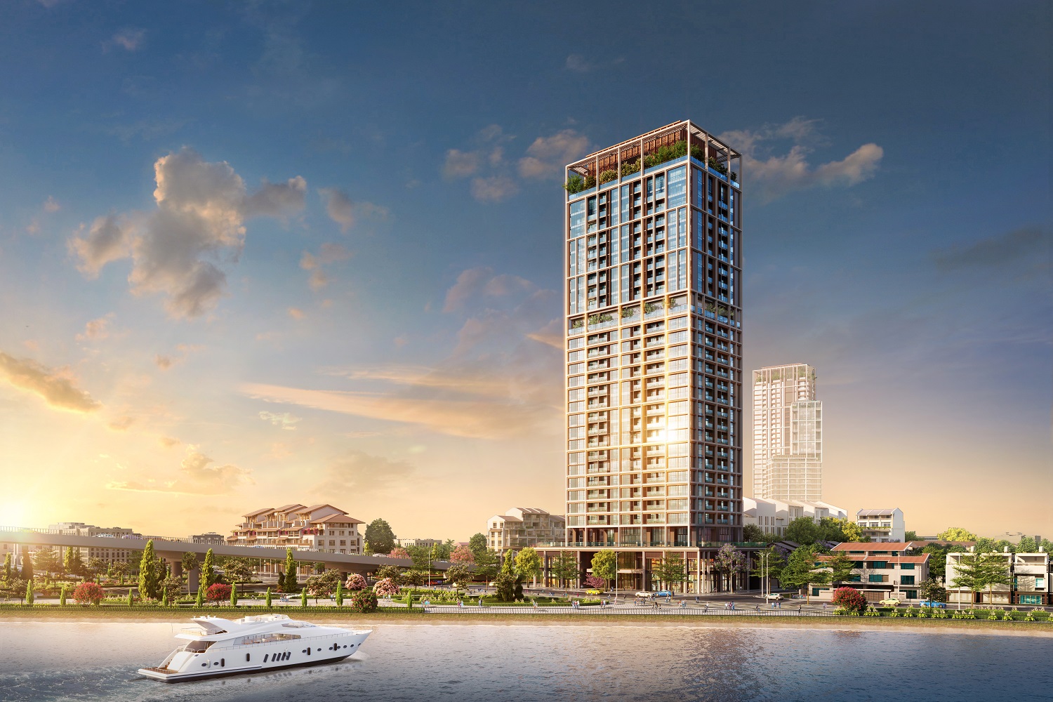 T&ograve;a th&aacute;p Panoma 2 sở hữu tầm nh&igrave;n panorama 360 độ với 3 mặt hướng s&ocirc;ng H&agrave;n. Ảnh phối cảnh minh họa.