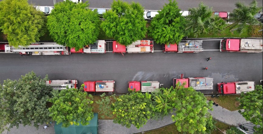 Trang thiết bị hiện đại lu&ocirc;n sẵn s&aacute;ng ứng cứu khi hỏa hoạn xảy ra, ảnh chụp tại khu đ&ocirc; thị Ecopark của Nh&agrave; s&aacute;ng lập Ecopark.
